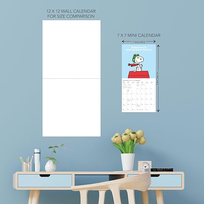 Graphique 2025 Peanuts Mini Wall Calendar | 7” x 7” | Thick Paper | Home & Office Organizer | Large Monthly Grid | 3 Languages & Marked Holidays | 4 Month Preview Page for 2026