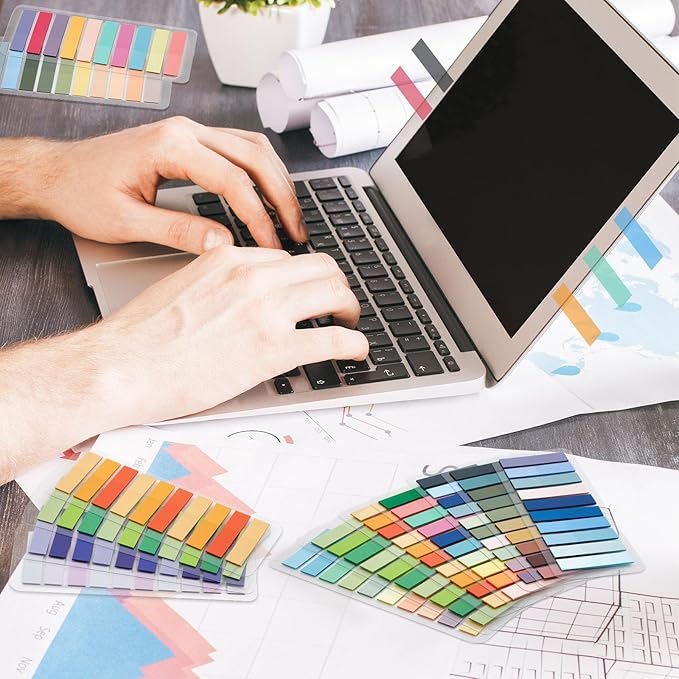 ReliThick 8000 Pcs Annotation tabs Sticky Tabs for Books Transparent Sticky Notes Multi Colored Writable Page Markers Book Flags Strip for Annotating Reading Supplies Bookish Gift(Light Colors)