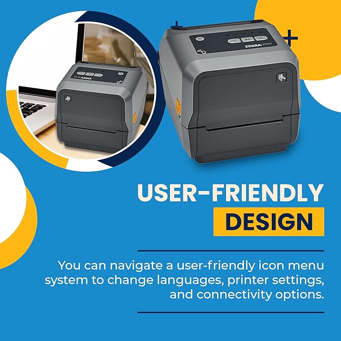 Zebra ZD621 | Thermal Transfer & Direct Thermal Printer ZD6A043-301F00EZ | 300 DPI | USB, USB Host, Ethernet, Serial, BTLE5 Connectivity | Includes Jetset Software