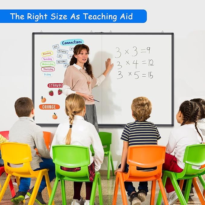 White Board Dry Erase 60x40, Maxtek Large Magnetic Whiteboard Black Dry Erase Boards for Wall, Aluminum Presentation Wall-Mounted Marker Board with a Long Pen Tray for School, Classroom, Office & Home