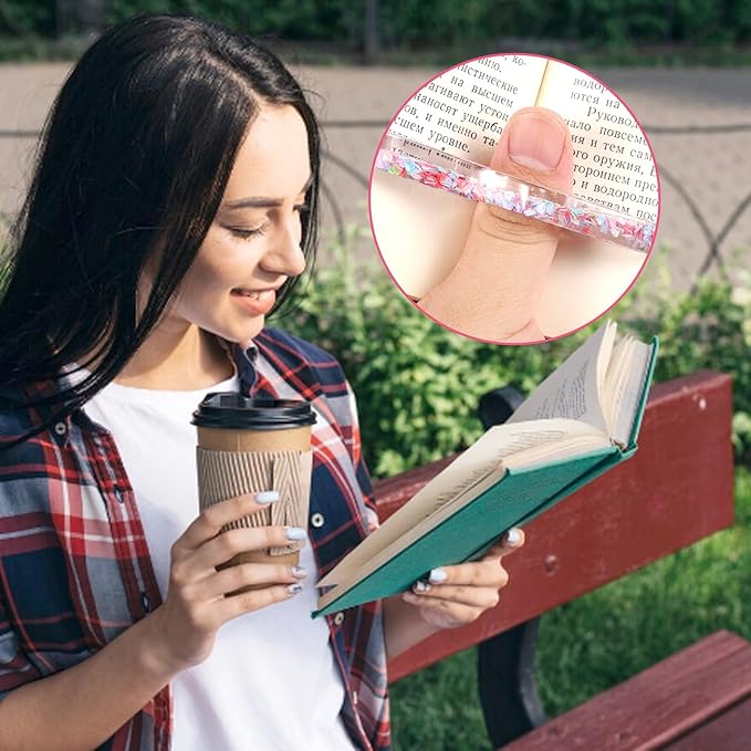 Book Page Holder, 4Pcs Thumb Book Page Holder, Resin Book Holder Thumb for Reading, Book Accessories for Reading Lovers Sparkle Diamond Book Opener Holder for Teachers Students