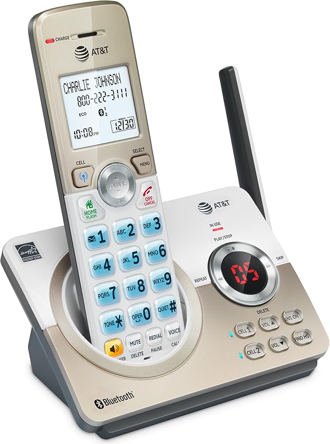 AT&T DL72119 DECT 6.0 Cordless Phone for Home with Bluetooth Connect to Cell, Call Blocking, 1.8" Backlit Screen, Big Buttons, intercom, and Unsurpassed Range
