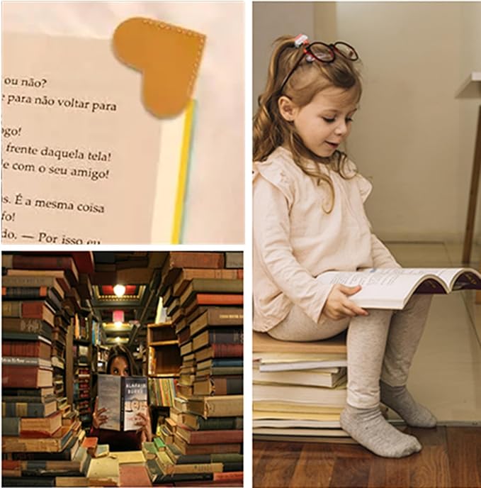 Heart Bookmarks Gifts for Women-Cute Corner Page Leather Bookmark for Book Lovers Gift for Teachers Students Book Reading Lovers, for School Office Home Supplies Reading(Stocking Stuffers Gifts)