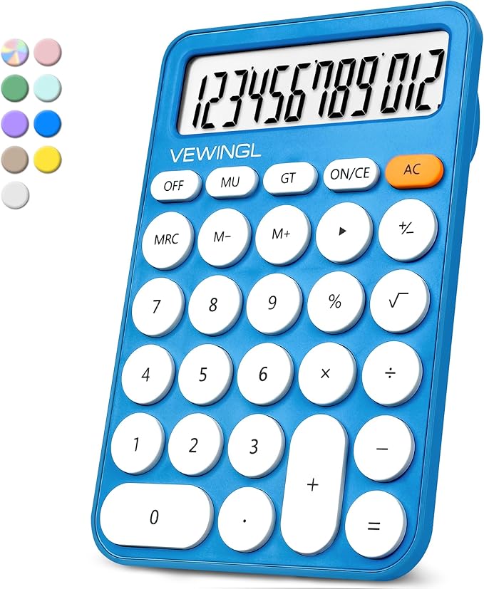 Standard Calculator 12 Digit,6.2 * 4.2in Desktop Large Display and Buttons,Calculator with Large LCD Display for Office,School, Home & Business Use,Automatic Sleep,15 °Tilt Screen
