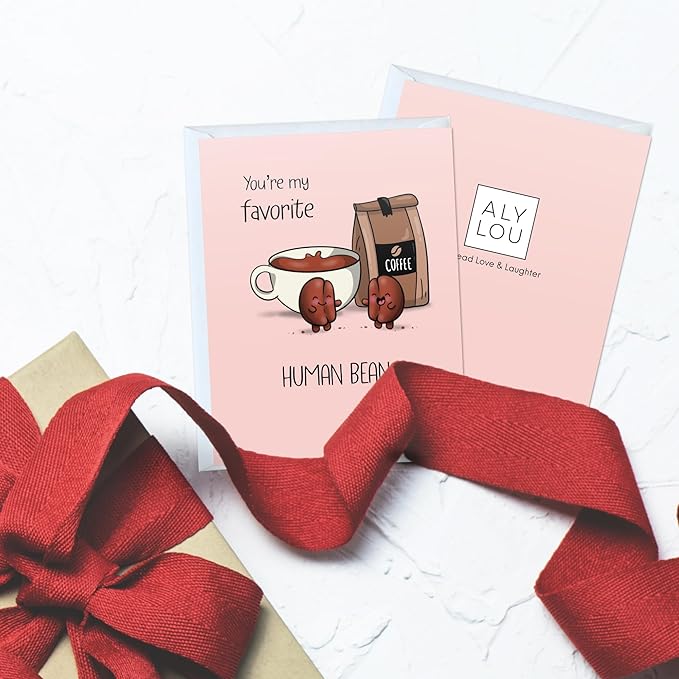 Coffee Funny Anniversary Card, Birthday Card for Him Her/Husband Boyfriend/Girlfriend Wife/Sarcastic Greeting Card (Favorite Human Bean)