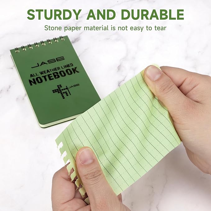 Yamadura All-Weather Top-Spiral Notebook 3" x 5" Green Cover Waterproof Shower Aqua Notes Notepad Notebook(5 Pack)