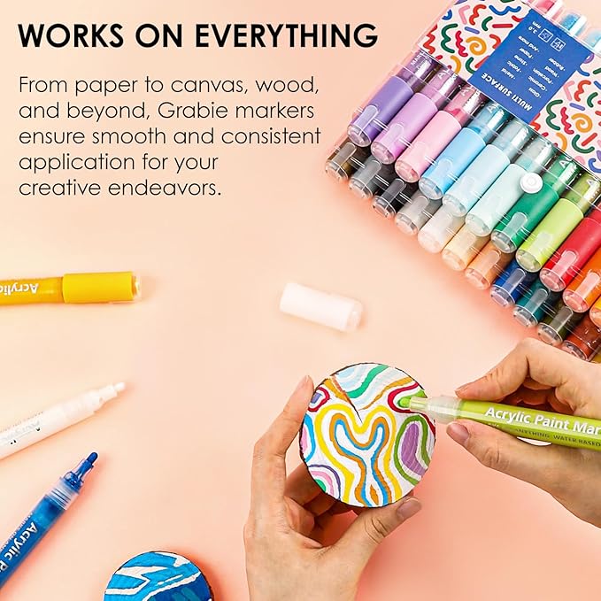 Grabe Medium 24-Piece Acrylic Chisel Tip Marking Pen Set In Macaron Colors