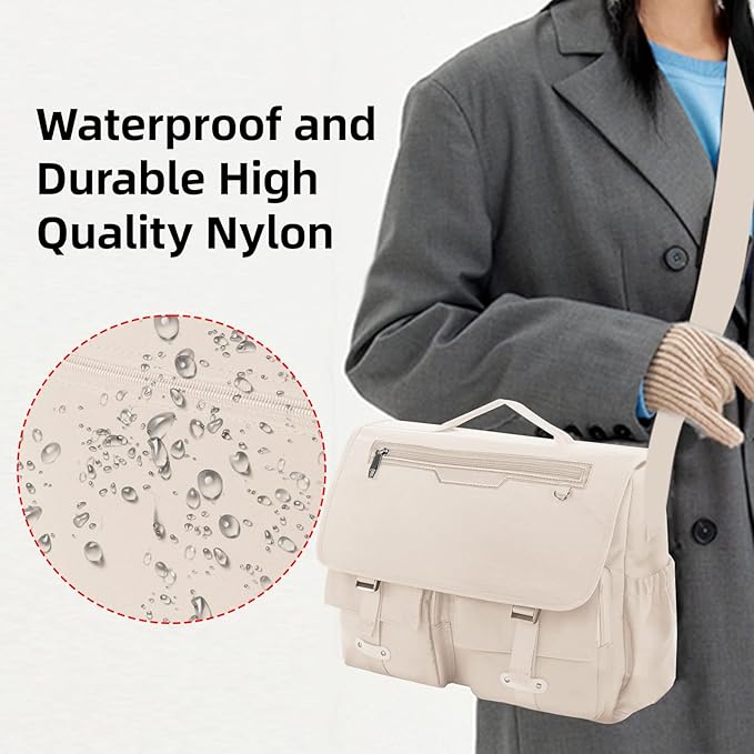 Lovvento Shoulder Messenger Bag for Men - Women Laptop Bag 15.6 inch Satchel Bags Mens Canvas Crossbody Tote Bags