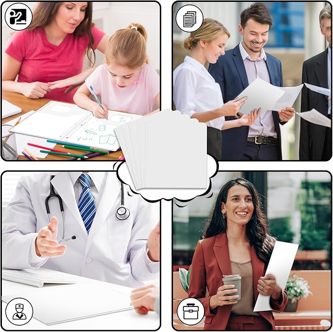 Folders with Pockets,SANXUEWJ 30 Pack Two Pocket Folders Business Card Holder Plastic Folders with Prongs for School Office Filing Cabinet Resume Portfolio (White)