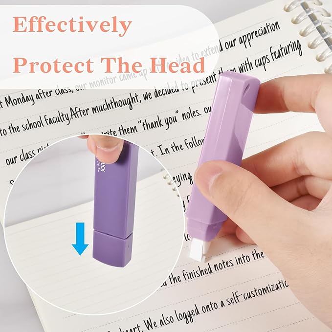 Temiary 6Pcs Mini White Out Tapes for Instant Correction, Cute Whiteout for Writing, Aesthetic Correction Tape Set Easy To Use for Students School Office Supplies (Purple)