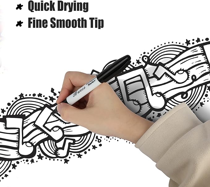 Permanent Markers, 128 Count Black Permanent Markers, Fine Point, Waterproof & Smear Proof Markers, Quick Drying, Office Supplies for School, Office, Home