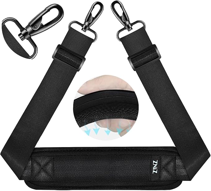 ZINZ 75" Shoulder Strap with Fixed Pad and Dual Balanced Buckles，Black