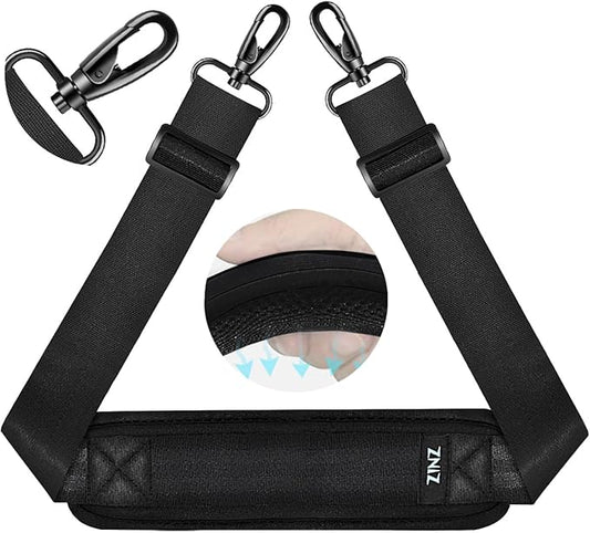 ZINZ 75" Shoulder Strap with Fixed Pad and Dual Balanced Buckles，Black