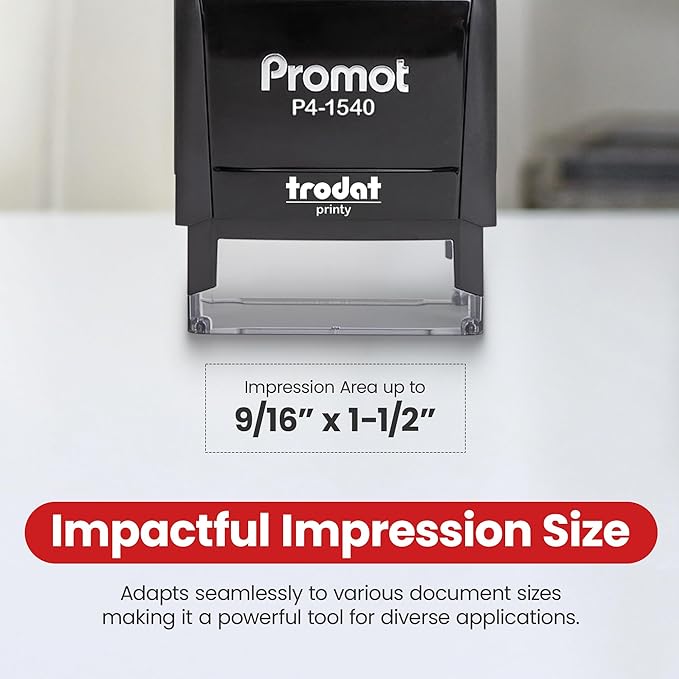 Promot Deposited Self Inking Rubber Stamp - Refillable Office Stamps - Business, Bookkeeping, Ordering, Accounting, Work, Deposit Stamper - Red Ink