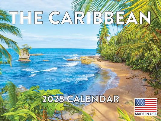 Caribbean Tropical Island Calendar 2025 Monthly Wall Calender 12 Month | American Made In The USA