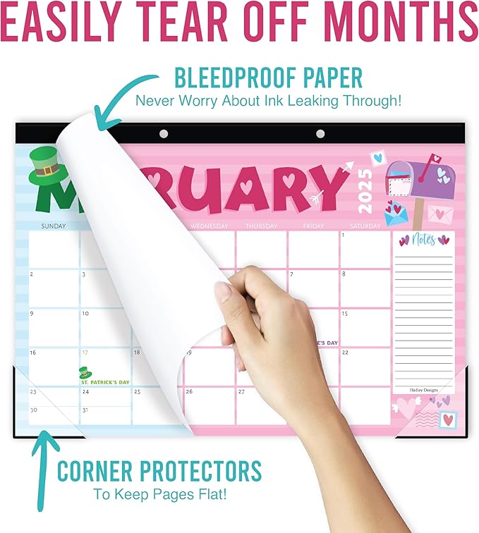 Hadley Designs Large Desk Calendar 2025-2026 - 18-Month Desktop Calendar 2025 for Organized Planning, 17" x 11" 2025 Desk Calendar for Home, School and Office (Doodle)