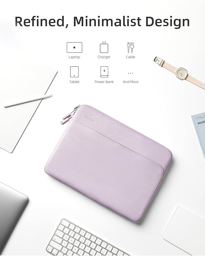 Protective 16 Inch Laptop Sleeve for 15 16 MacBook Air/Pro, 15.6 16 HP Dell Lenovo Asus Notebook - Shockproof, Water-Resistant with Accessory Pocket (Purple, 16 inch)