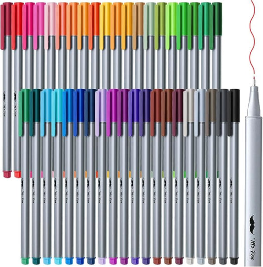 Mr. Pen- Fineliner Pens, 40 pcs, Colorful Pens, 0.4mm Fineliners Pens, Art Pens, Writing Pens Fine Point Pen, Color Pens Fine Point Smooth Writing Pens, Fine Tip pens, Drawing Pens, Fine Line Pens