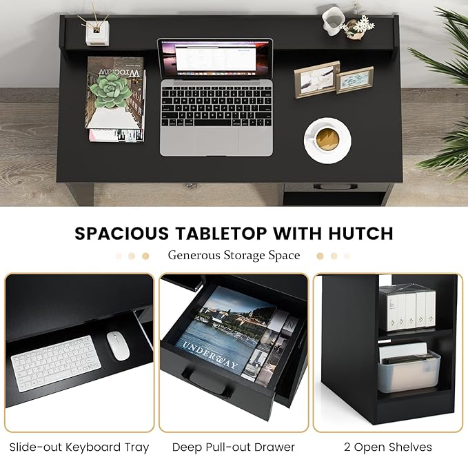 Giantex 2-Tier Office Desk, Black