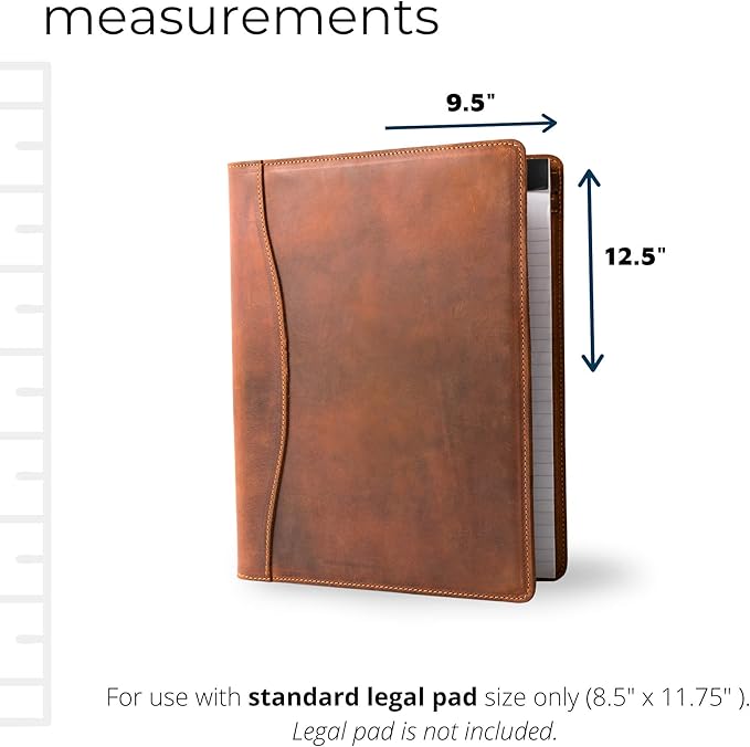 PEGAI Handmade 100% Leather Padfolio, Legal Pad Organizer for Business School Office Conference, Heavy Duty Full Grain Cow Hide Resume Interview Folio, Amazing Gift Idea | Marshall (Mahogany Brown)