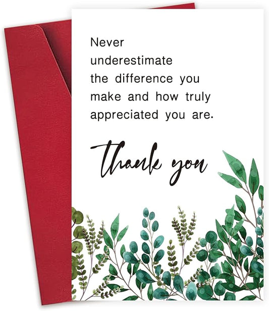 Employee Thank You Card, Appreciation Card for Coworker Boss Staff, Never Underestimate The Different You Make...