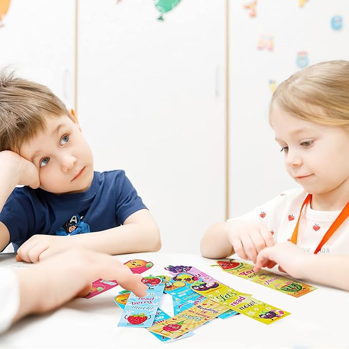 30 Pieces Fruit Paper Bookmarks,Inspirational Book Makers for Students Reading Lovers,Cute Book Page Marks for Kids Teens, Creative Page Clips for Game Prizes School Gifts(15 Styles,15x4cm)