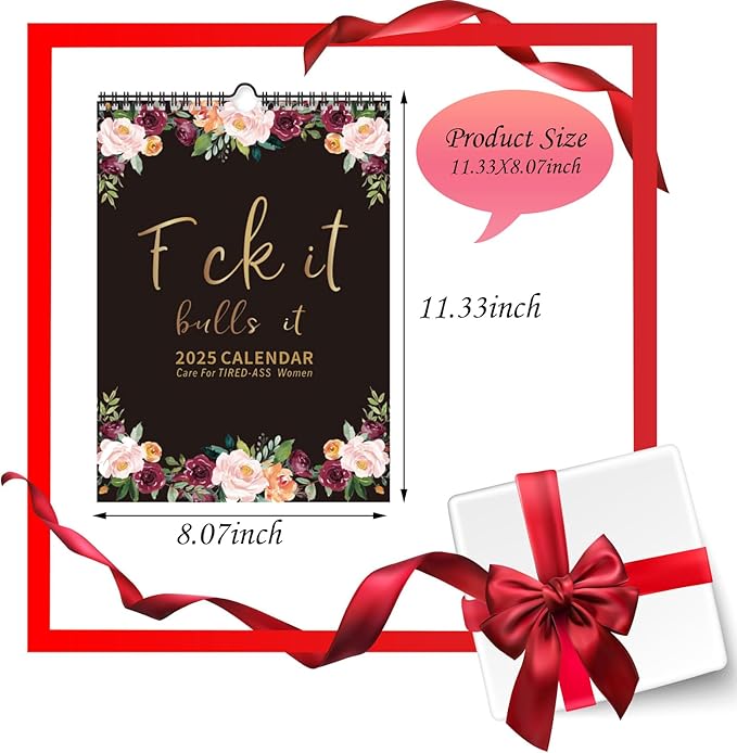 2025 Fu-ck It Wall Calendar for Tired-Ass Women | Tired Women Calendar | Fu-ck It Calendar, 12 Months Wall Hanging Calendar for Home Office, Funny Swear Gag White Elephant Gift for Women