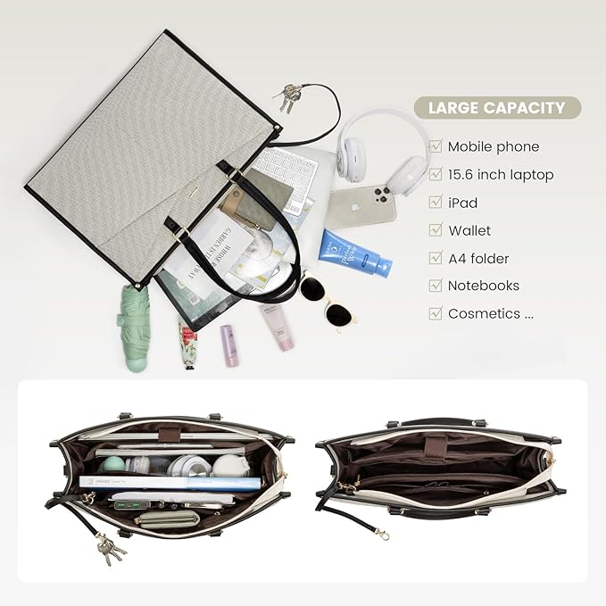 LOVEVOOK Laptop Bag for Women, 15.6 inch Laptop Tote Work Bag Cancas Casual Handbag for Travel Lightweight Shoulder Bag,Jacquard