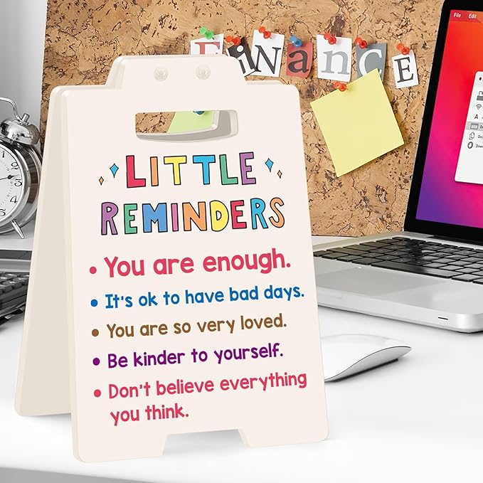 Office Desk Accessories Women Office Workspace Cubicle Decor Teacher Counselor Office Essential Little Reminders You Are Enough Mental Health Coworker Associates Christmas Inspirational Gift Beige