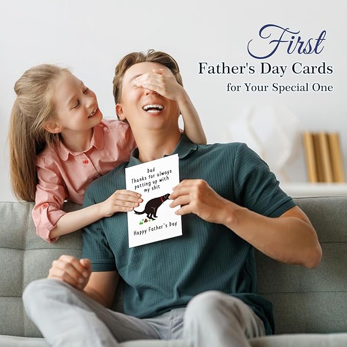 FaCraft Funny Fathers Day Card for Dog Dad, 4 x 6, Happy Naughty Fathers Day Gift Card, with Envelope, for Father from Wife Daughter Son Dog