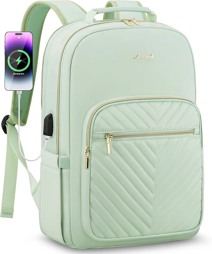 LOVEVOOK Laptop Backpack for Women 17.3 inch,Cute Womens Travel Backpack Purse,Professional Laptop Computer Bag,Waterproof Work Business College Teacher Bags Carry on Backpack with USB Port,Cyan Green