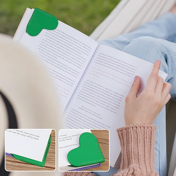 3/6 Pieces Leather Bookmarks Handmade Page Marker for Men Women Faux Leather Page Clips Corner Book Markers for Reader Gift for Writers Bookworm Book Lovers (09-Pack6)