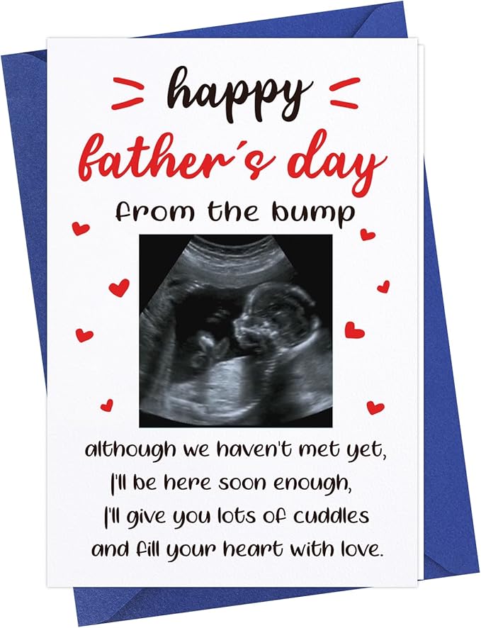 FaCraft Happy First Fathers Day Card for New Dad Dad to Be Expecting Fathers, Photo Insert, 4 x 6 Happy 1st Fathers Day Gift Card with Envelope from Wife Daughter Son Baby Boy Girl