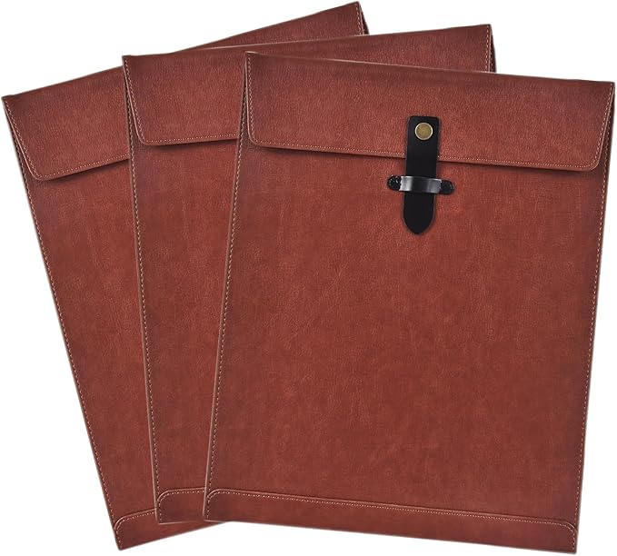 Brown Leather File Folder Letter Size, File Organizer, Important Document Folder, Document Organizer, Laptop Sleeve Notebook Case, Leather Folder Paper Storage, A4 Envelopes Filing Folder 3PCS
