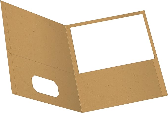EarthWise by Oxford Two-Pocket Folders, Natural, Letter Size, 25 per Box, (78542)