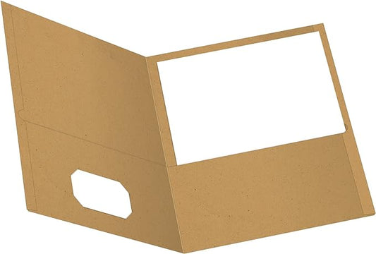 EarthWise by Oxford Two-Pocket Folders, Natural, Letter Size, 25 per Box, (78542)