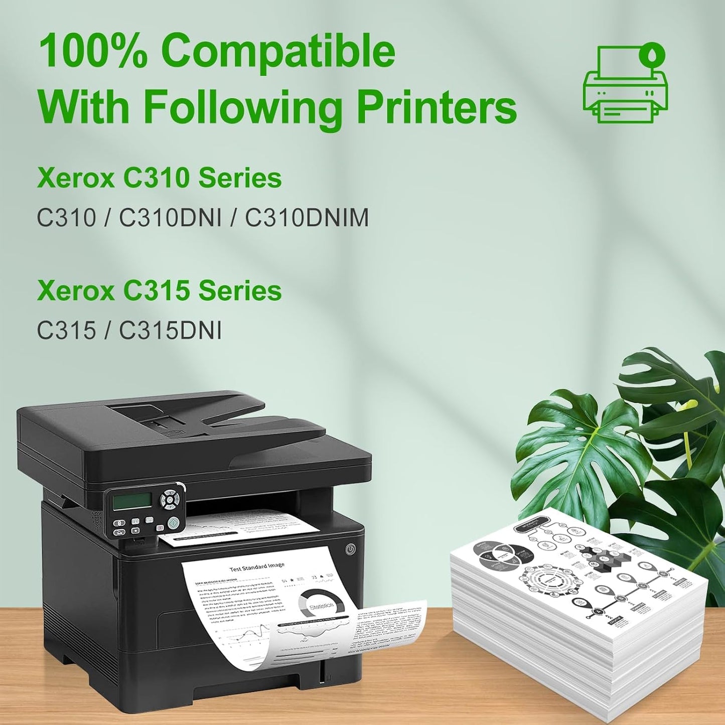 Remanufactured Toner Cartridge Replacement Ink Compatible for Xerox C310 C310DNI C310DNIM C315 C315DNI Printer 006R04356 006R04357 006R04358 006R04359-4Packs