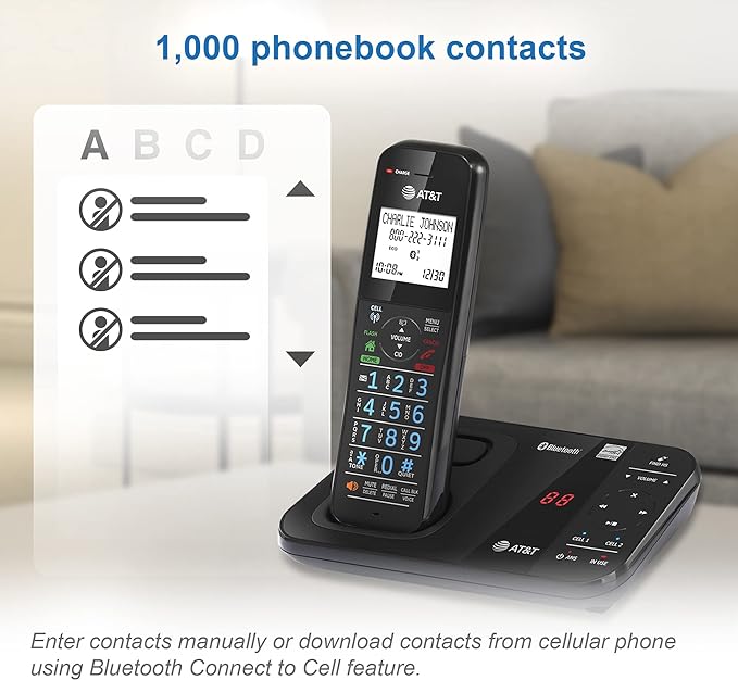 AT&T GL2113-31 Cordless Phone with Smart Call Blocker, Bluetooth Connect to Cell, Answering Machine, Full-Duplex Speakerphone