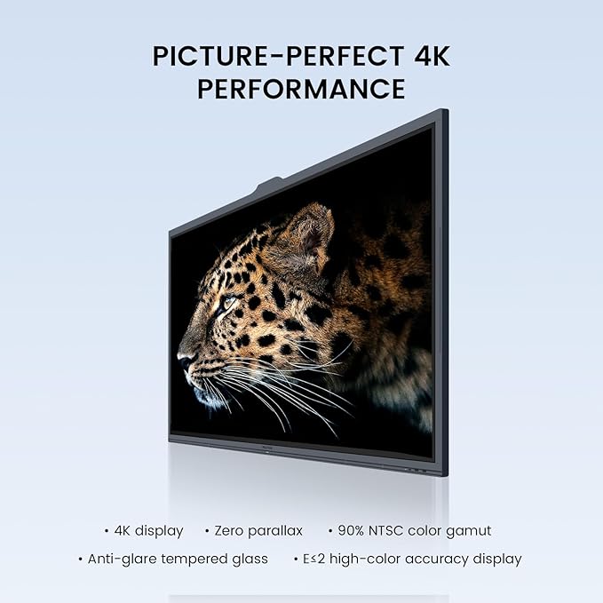 Enther 65″ Smart Board V6530 Kit, Interactive Display Whiteboard, 4K UHD Touch Screen Vibe Board, All-in-One Digital Smartboard for Classroom Home Office Studio(Board&Shelf)