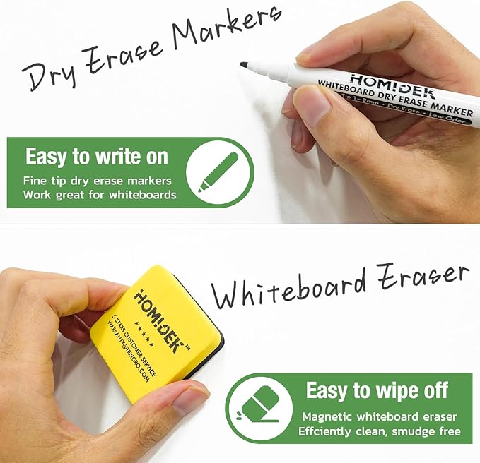 Magnetic Dry Erase Board: Small Fridge Whiteboard, Flexible Refrigerator Magnet White Board, Blank Writing Note Sheet with Kitchen Conversion Chart Magnet, 4 Markers & Eraser - 20 x 13