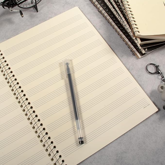 MAXCURY Blank Sheet Music Composition Manuscript Staff Paper Art Music Notebook Black 100 Pages 26x19cm (DJ)