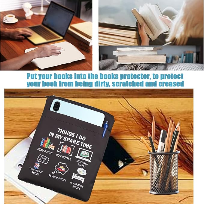 LQRI Book Lover Book Sleeve Bookworm Gift Things I Do in My Spare Time Books Pouch Book Cover for Paperback Bookish Gift…
