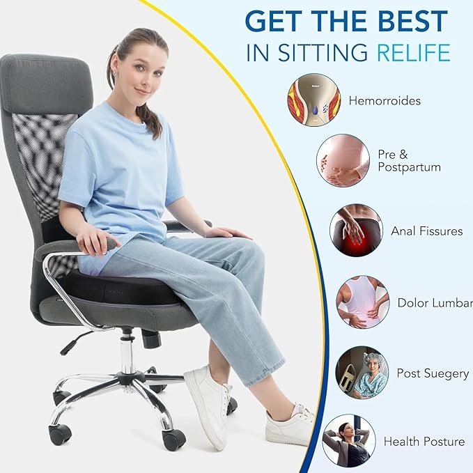 Lumbar Support Pillow for Office Chair Car, Gaming Chair Lower Back Pain Relief Memory Foam Cushion with 3D Mesh Cover Ergonomic Orthopedic Back Rest Cooling Gel Donut Pillow