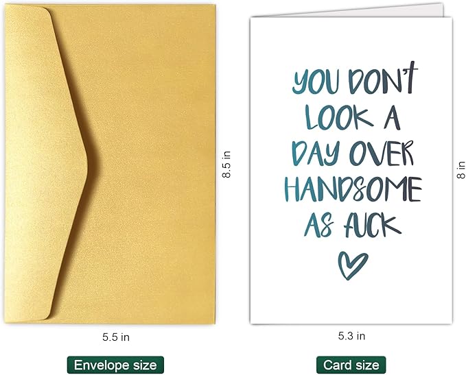 Chenive Funny Birthday Card for Him, Humorous Birthday Card Husband Boyfriend, Birthday Card for Brother Friend Dad Uncle Coworker, You Don't Look A Day Over Handsome As F*ck