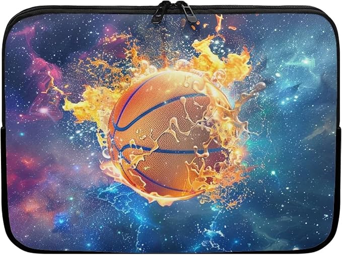 Fire Basketball Laptop Protective Sleeve for Girls Boys 15 inch Computer Sleeve Bag Zippered Pouches Lap Top Case Suitable for Daily Use Travel School Office Multiple & Neatly Organizers