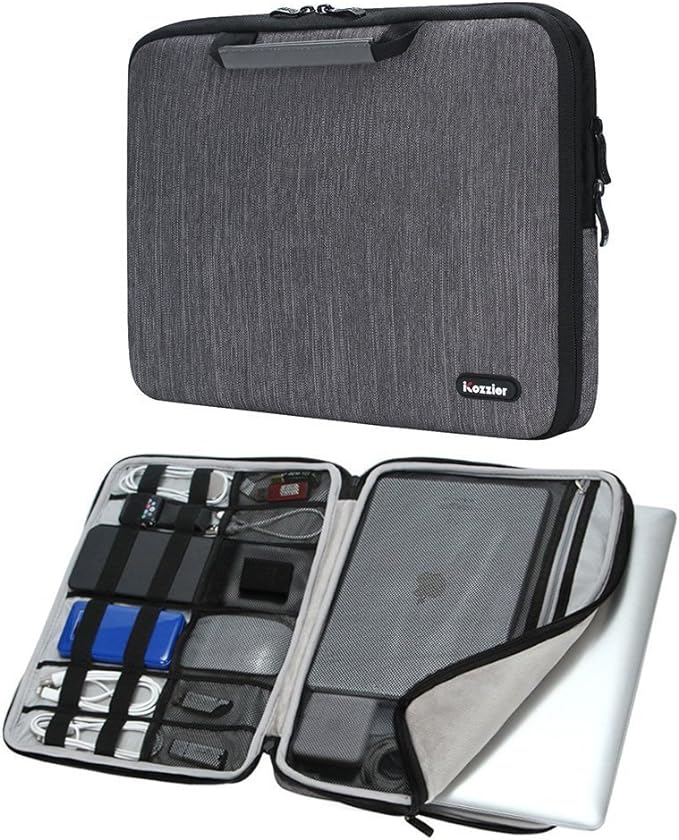 iCozzier 13-13.3 Inch Handle Electronic Accessories Strap Laptop Sleeve Case Bag Protective Bag for 13" MacBook Air/MacBook Pro/Pro Retina Sleeve – Grey