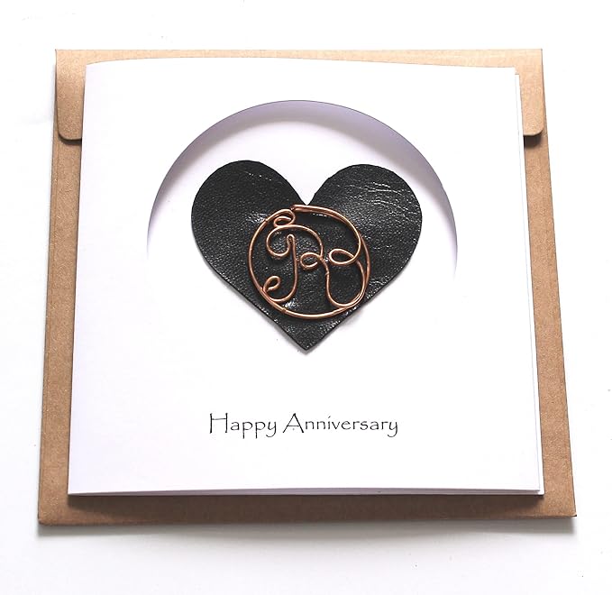 Personalized Initial Copper Card, Copper Initial, Anniversary Card for Her, Couple, Gift for Her (R)