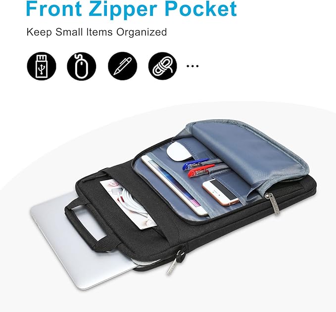 MOSISO Vertical Laptop Shoulder Bag Compatible with MacBook Air/Pro,13-13.3 inch Notebook,Compatible with MacBook Pro 14 2023-2021 A2779 M2 A2442 M1 with Front Raised Pockets&Fix Handle&Belt, Black