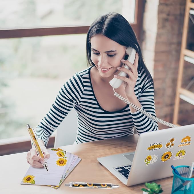 Sabary 9 Pads Sticky Notes 3.15 x 3.94 Inches Cute Self Sticky Note Pads Colored Adhesive Notepad for Memo Reminder Journal Studying Office Home Gift(Sunflower)