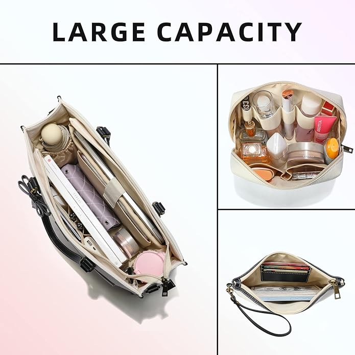 Keyli 3 PCS Laptop Bag for Women Canvas Tote Bags 15.6 inch Large Capacity Shoulder Handbag Lightweight Briefcase Purses